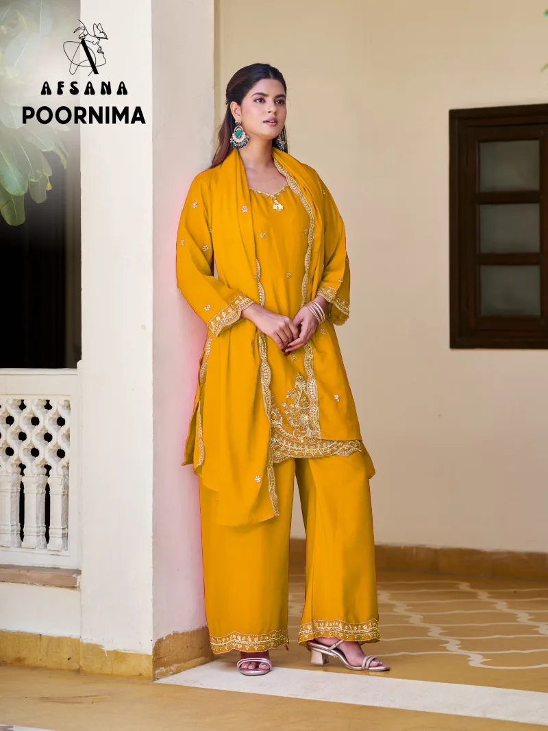 Poornima By Afsana Chinon Beads Work Readymade Salwar Kameez 